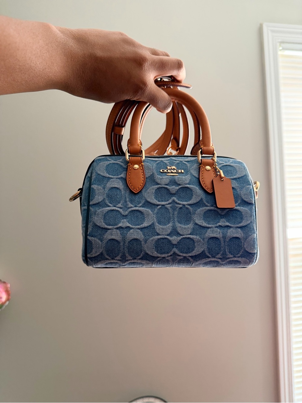 Never worn‼️Coach mini denim Rowan - Picture 3 of 7